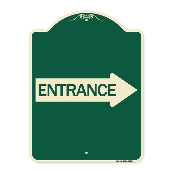 Right Arrow Entrance Heavy-Gauge Aluminum Architectural Sign, 24" H, G-1824-24234